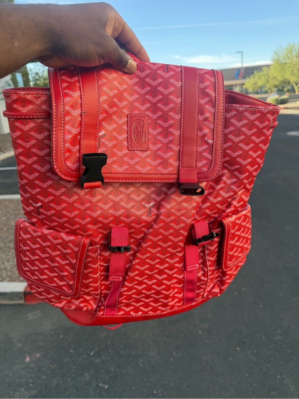 Red Goyard backpack